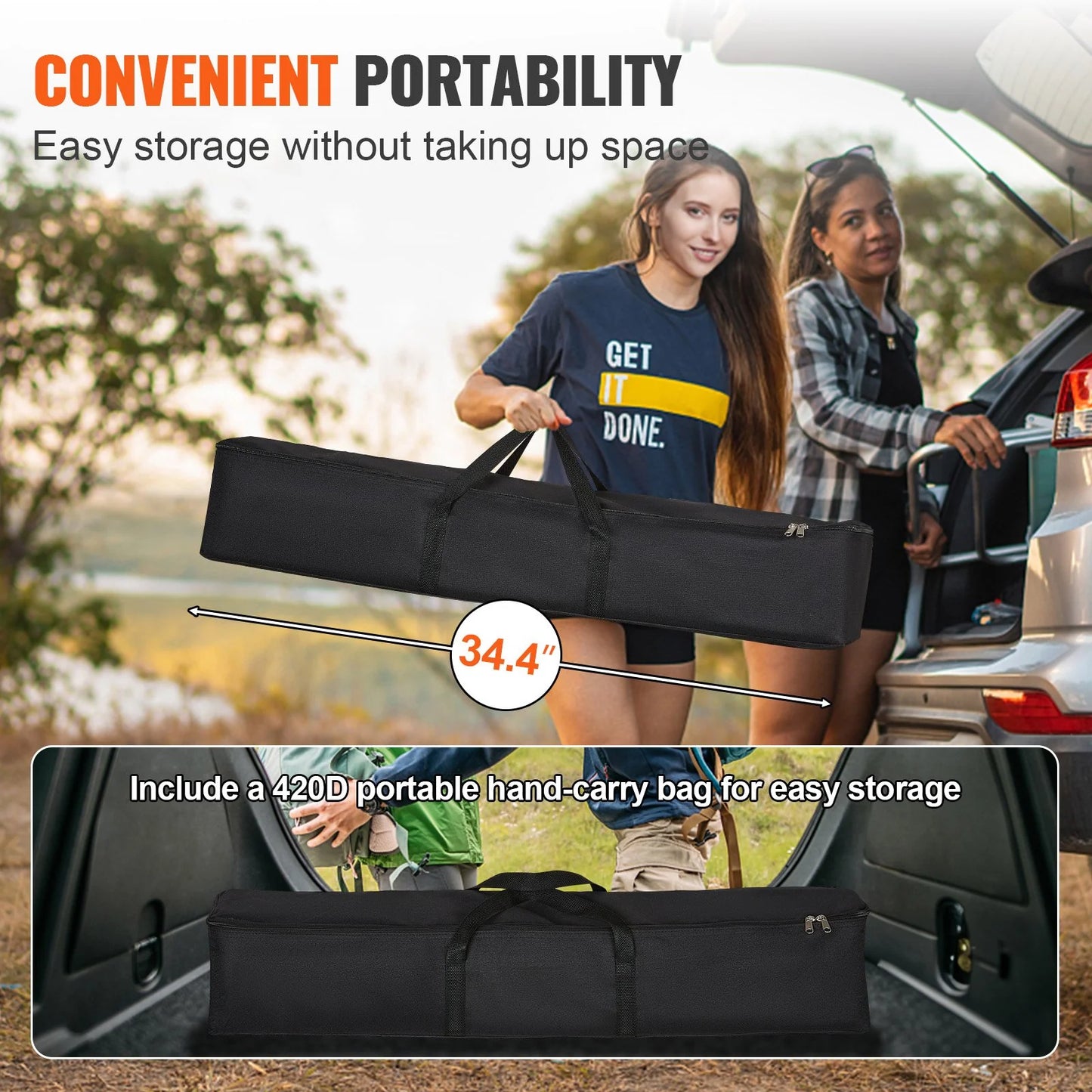 VEVOR Projector Screen with Stand, 120 Inch 16:9 4K 1080 HD Outdoor Movie Screen with Stand, Wrinkle-Free Projection Screen with Bar Feet and Carry Bag, for Home Theater Cinema Backyard Movie Night
