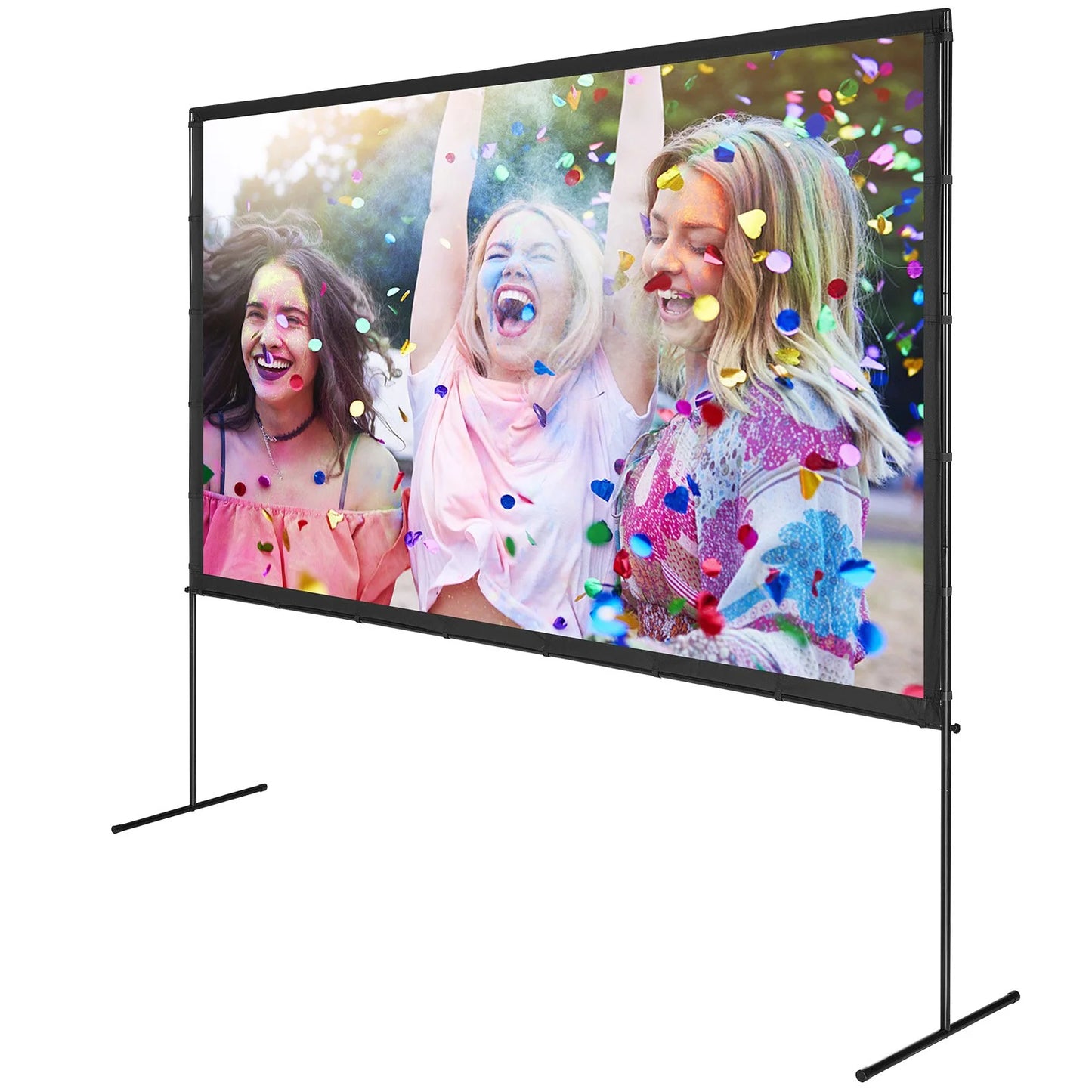VEVOR Projector Screen with Stand, 120 Inch 16:9 4K 1080 HD Outdoor Movie Screen with Stand, Wrinkle-Free Projection Screen with Bar Feet and Carry Bag, for Home Theater Cinema Backyard Movie Night