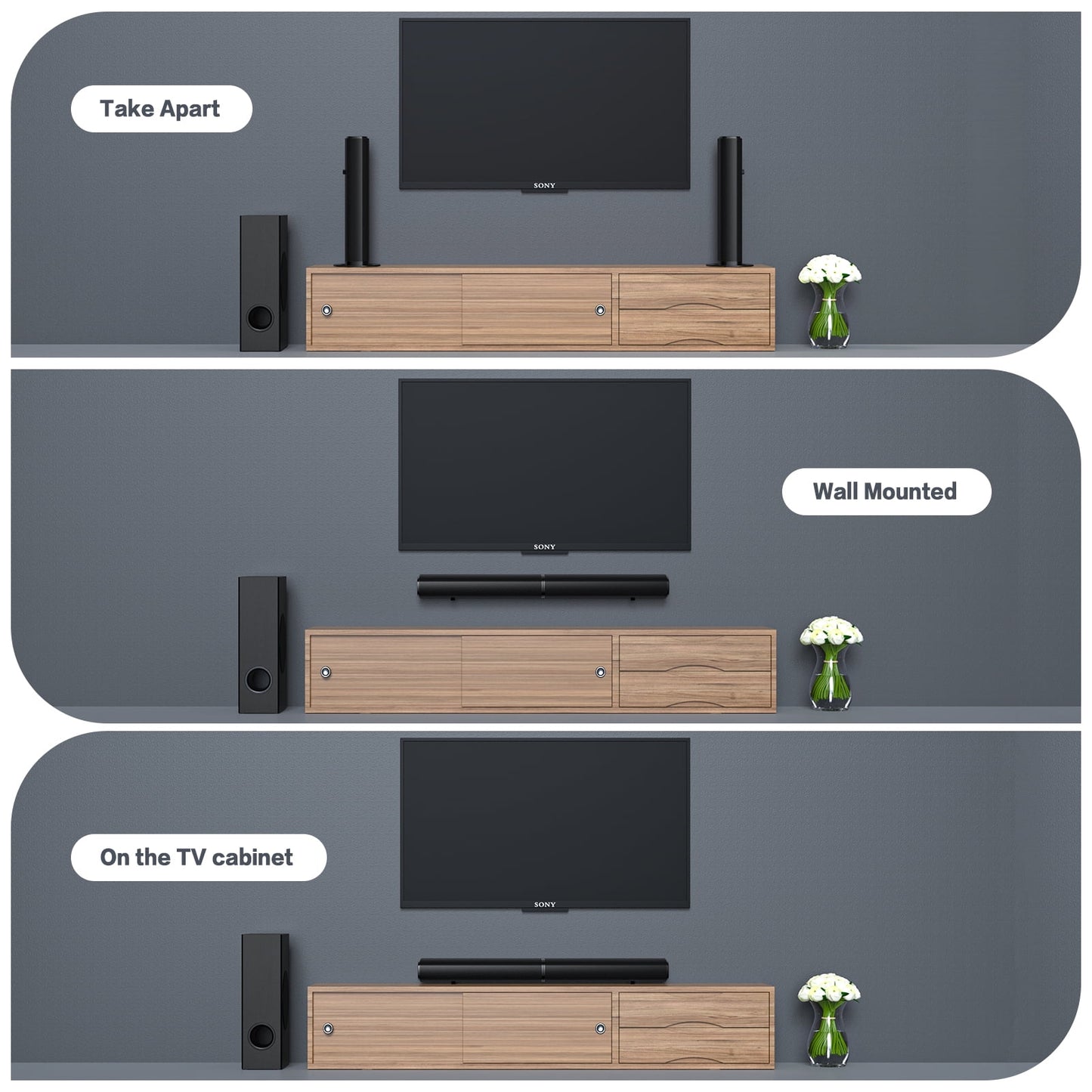 4.1Ch Sound Bar with Subwoofer, 120W Separable Sound Bar for TV with 4 Drivers, Usb/Aux/Coaxial/Optical/Hdmi/Bluetooth Connect, SD01